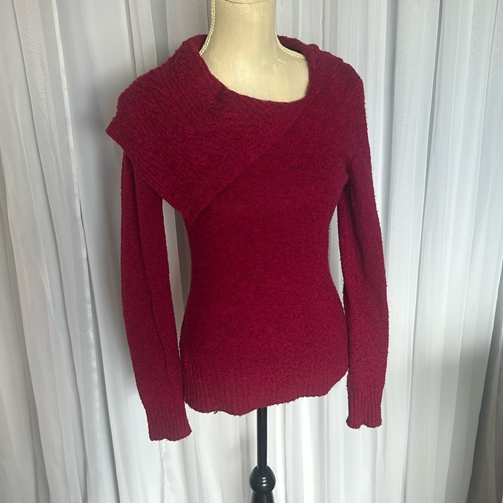 Raspberry Cowl Neck Sweater
